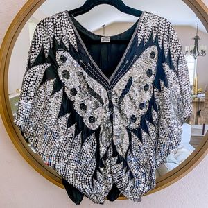Vintage sequin butterfly blouse